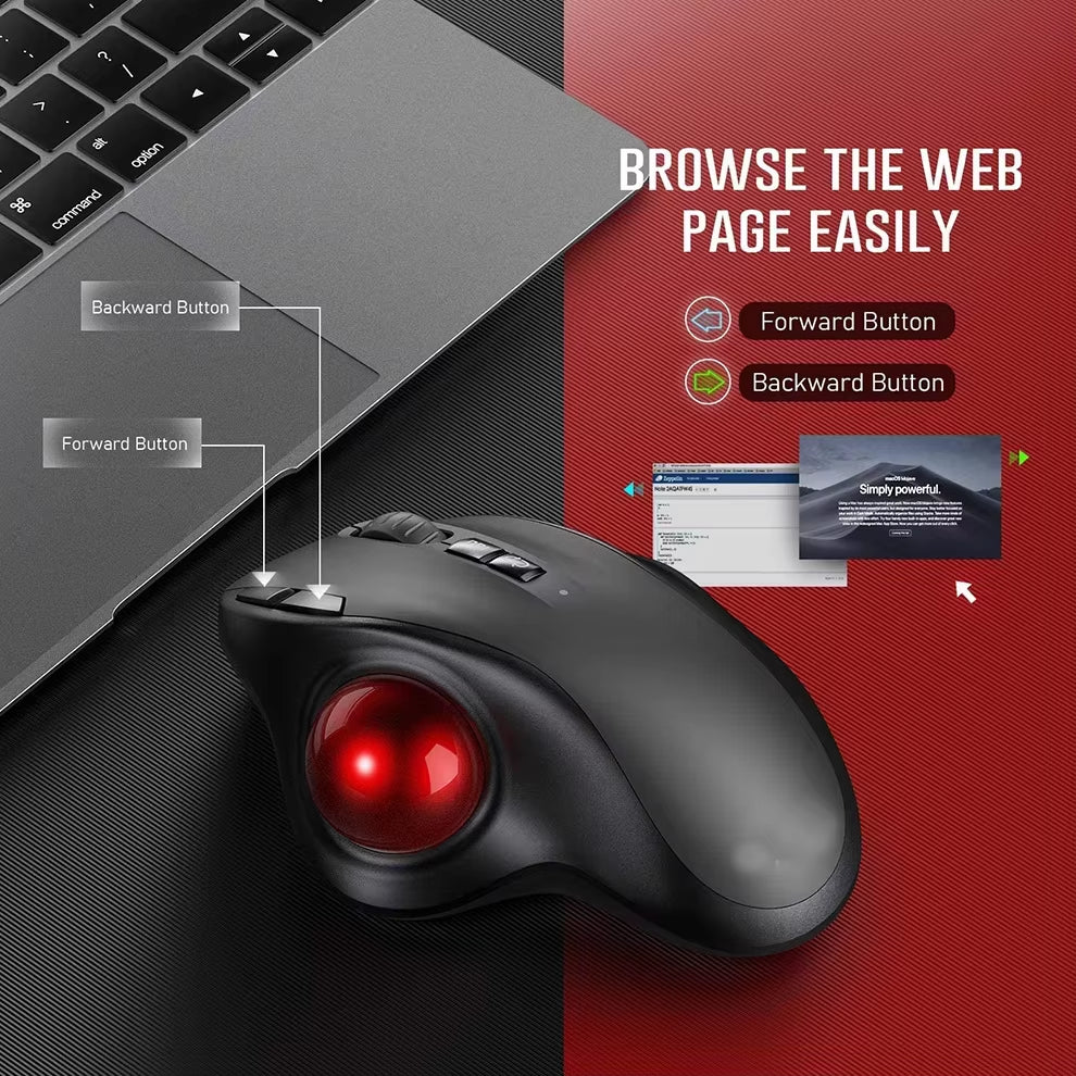 Wireless Trackball Mouse 2.4G,Dual Bluetooth 4.0 Ergonomic Mouse Rechargeable Mouse for Mac Windows Computer Laptop PC