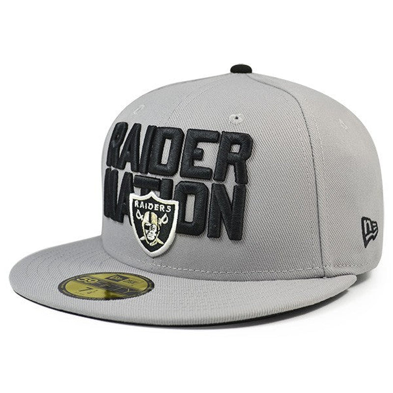Oakland Raiders RAIDER NATION Fitted 59Fifty  NFL Hat - Gray/Black