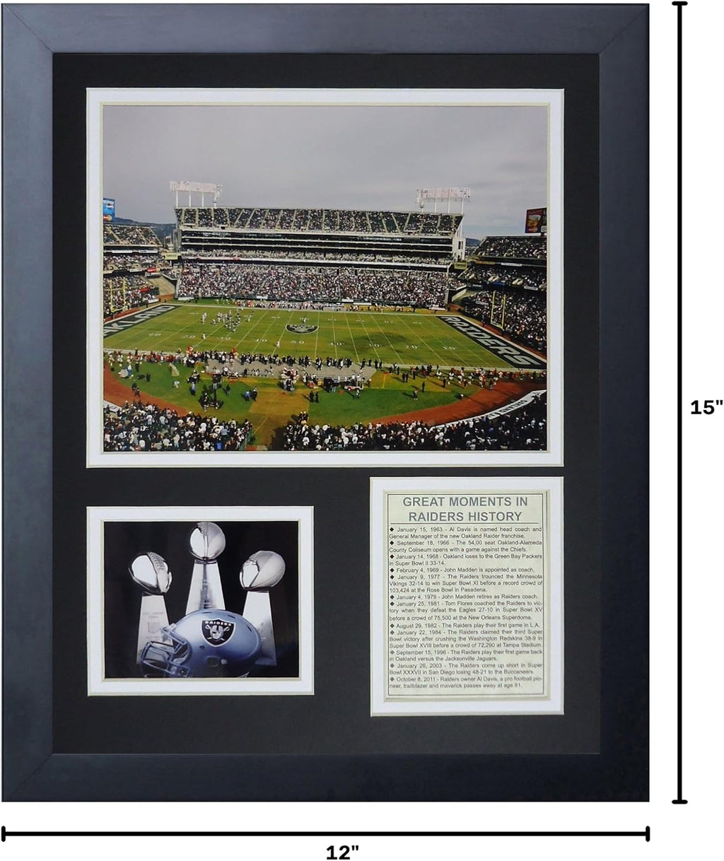 Oakland Raiders Stadium- the Black Hole Collectible | Framed Photo Collage Wall Art Decor - 12"X15" | Legends Never Die
