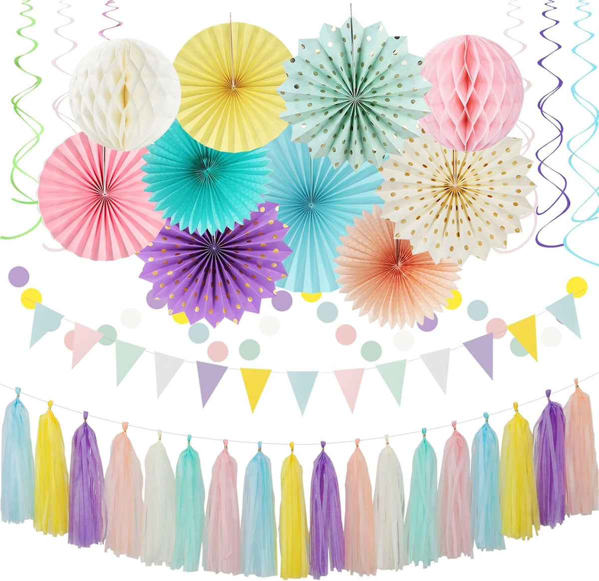 Black White-Silver Party-Decorations - 33Pcs Kits Banner,Graduation Streamer Tassel Garland,Tissue Pom Poms Honeycomb,Paper Lantern Fans,Birthday Wedding Baby Bridal Shower New Years Decor Hugtmr