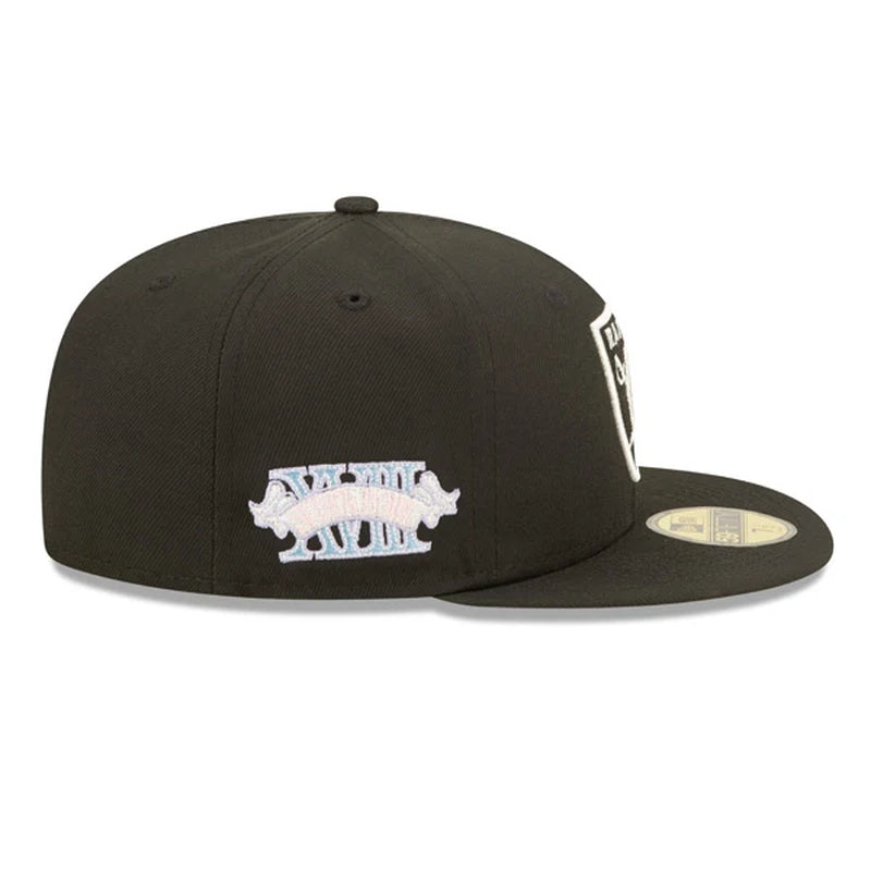 Oakland Raiders SUPER BOWL XVIII (18) Exclusive  59Fifty Fitted Hat - Black/Pink Bottom