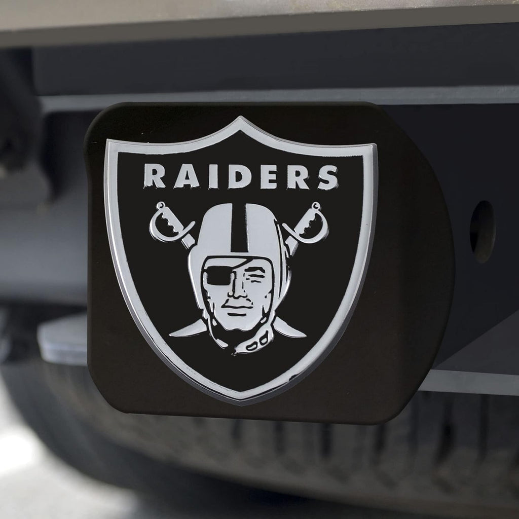 FANMATS 21572 Las Vegas Raiders Black Metal Hitch Cover with Metal Chrome 3D Emblem 3.4"X4"