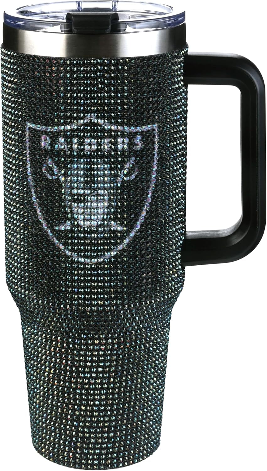 The Memory Company Officially Licensed 40Oz White Bling Game Day Tumbler, Las Vegas Raiders