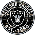24" NFL Oakland Raiders round Distressed Sign