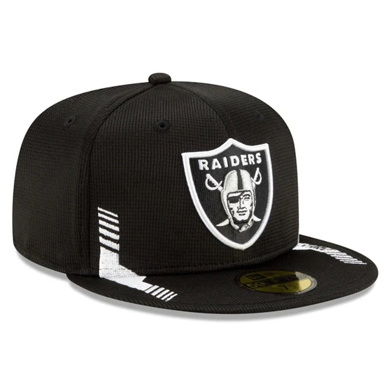 Las Vegas Raiders  2021 NFL Official Sideline HOME 59Fifty Fitted Hat - Black/Silver