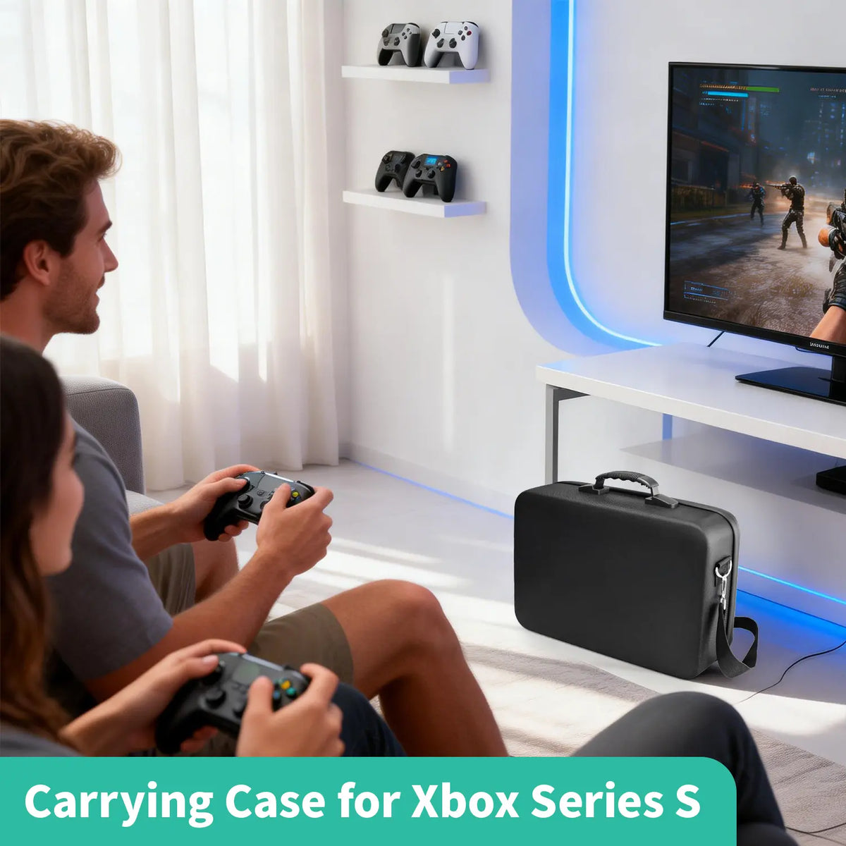 Xbox Series S Carrying Case Hard EVA Shell, Waterproof Shockproof Dustproof Travel Bag for Xbox Series S Console, Large Capacity Holds Controller Headset Games Cables, Impact Resistant Protective Pouch, Essential Gift for Gamers