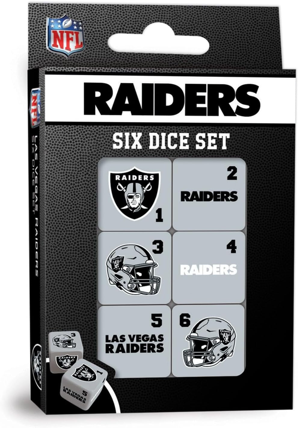 Masterpieces Las Vegas Raiders NFL Dice Set Activity for Kids and Families - Great Gift Idea for Holidays Birthdays and Everyday Playtime – Officially Licensed NFL Dice Game