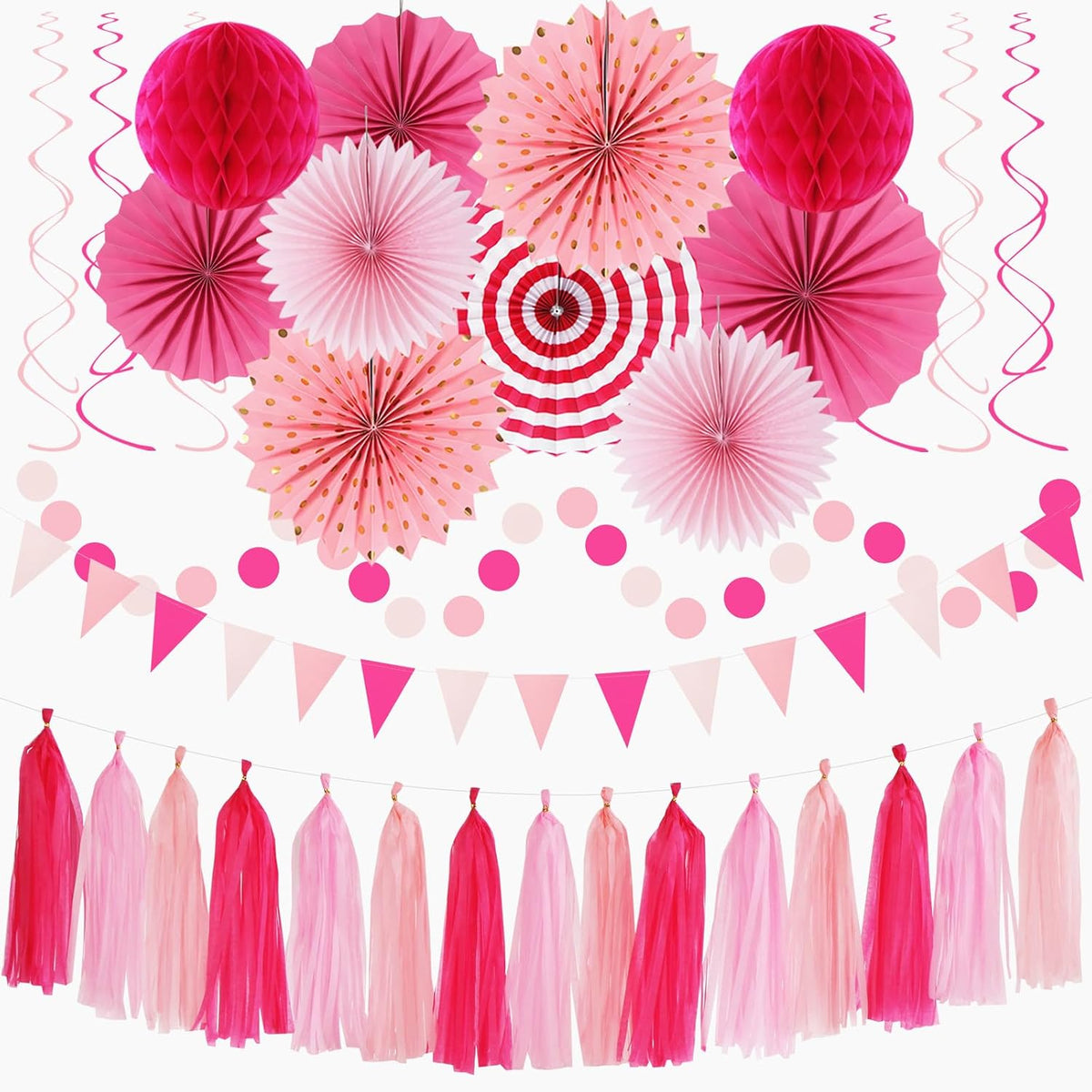 Black White-Silver Party-Decorations - 33Pcs Kits Banner,Graduation Streamer Tassel Garland,Tissue Pom Poms Honeycomb,Paper Lantern Fans,Birthday Wedding Baby Bridal Shower New Years Decor Hugtmr