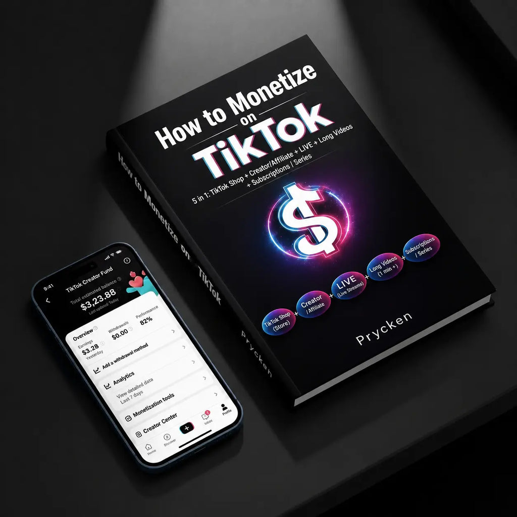 [Back to School]Prycken How to Monetize on Tiktok 5 in 1: Tiktok Shop + Creador/Affiliate + LIVE + Long Videos Subscriptions / Series.A Practical Home Learning & Self-Growth Book| Limited-Time Shipping Included