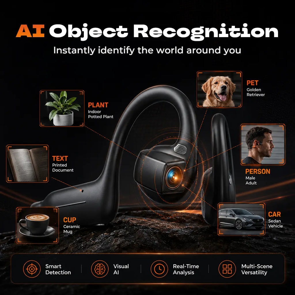 E12 Bone Conduction Wireless Audio Headphones, 8MP EIS Stabilized Camera, 160+ Languages Instant Translation, Touch & Button Control, IP65 Waterproof Sport Headsets for Outdoor Cycling Vlog Recording, Outdoor Gadgets Guys Gifts, Device