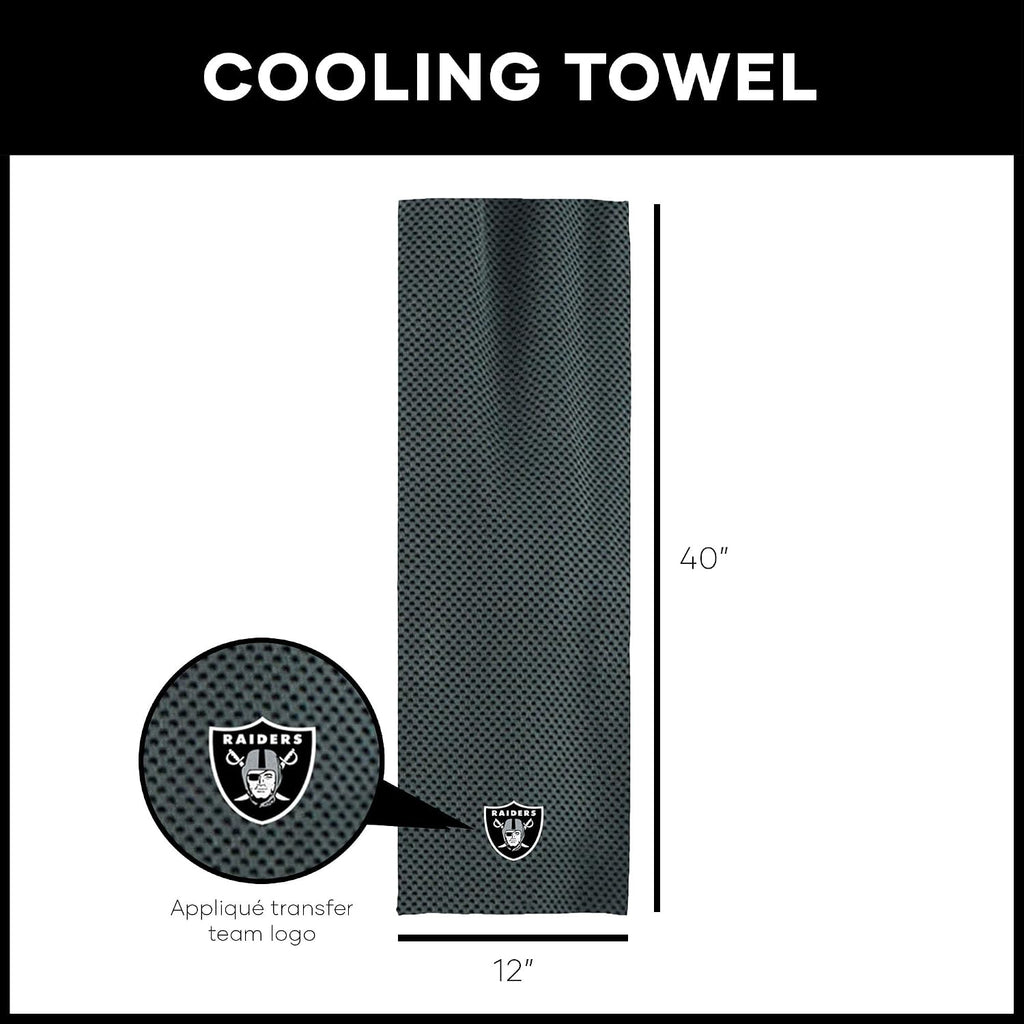 Northwest NFL Las Vegas Raiders Cooling Towel, 12" X 40", Charcoal