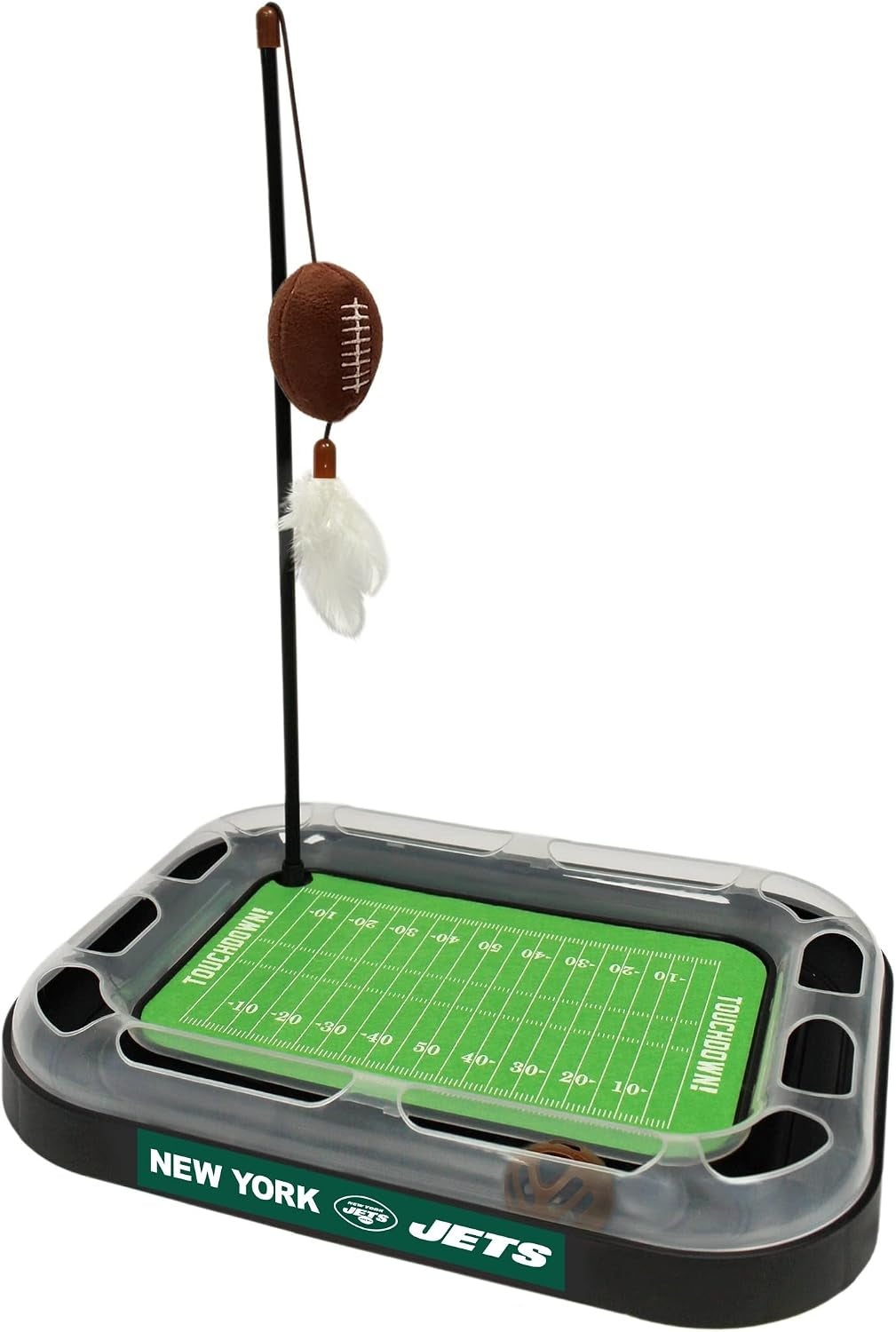 CAT SCRATCHING BOARD NFL LOS VEGAS Raiders Football Field CAT Scratcher Toy. + Catnip Filled Plush Football Toy&Feather Cat Toy Hanging with Jingle Bell Interactive Ball Cat Chasing 5-In-1 Kitty Toy