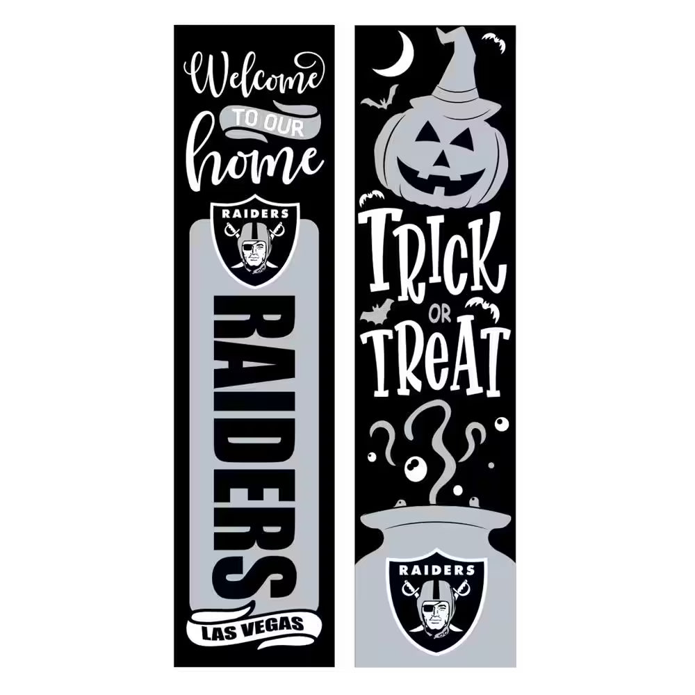 47 In. Double Sided Leaner Halloween Prop Porch Sign, Las Vegas Raiders