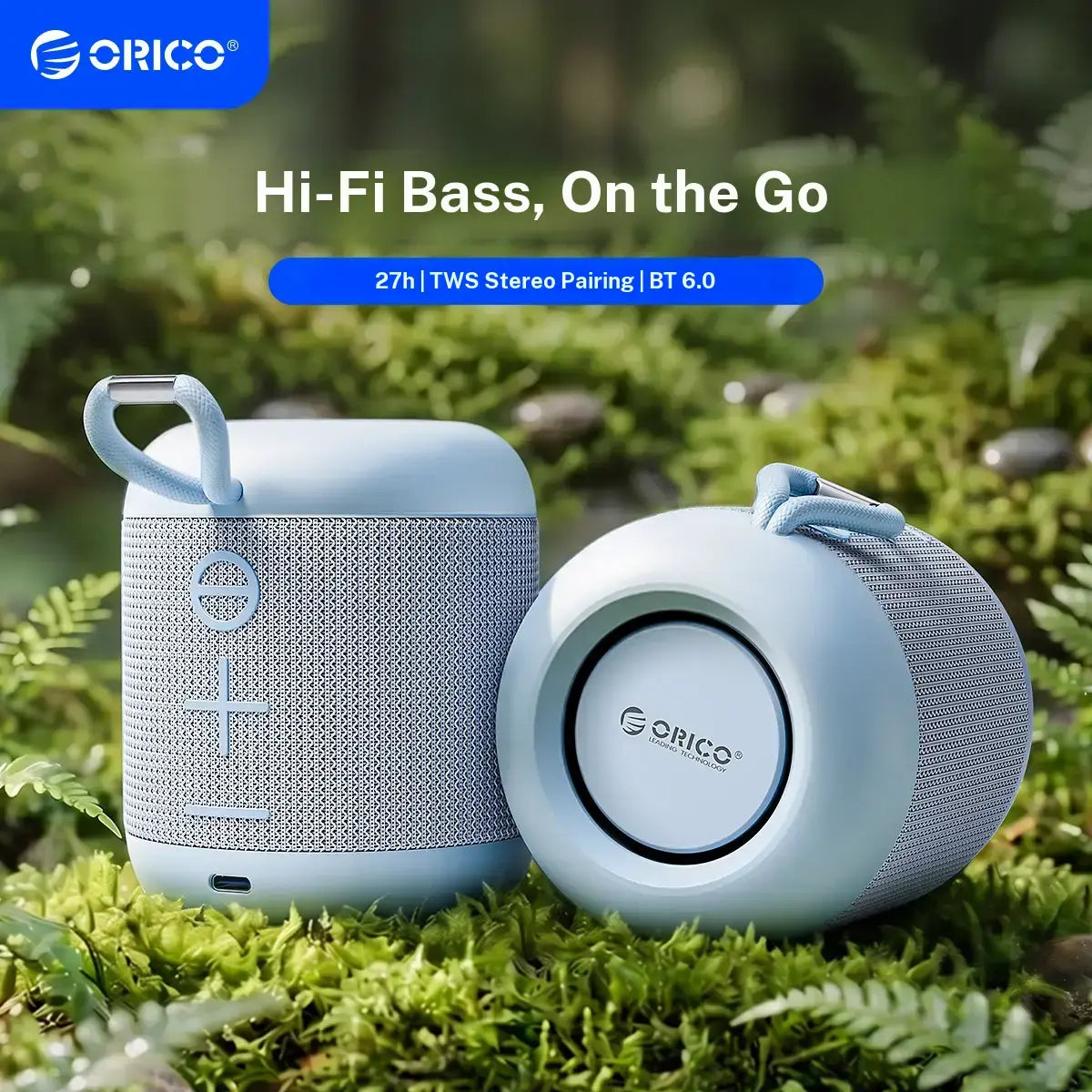 ORICO Portable Bluetooth Speaker, 27H Playtime, Bluetooth 6.0 Audio Device with Built in USB C, TWS Pairing, IPX5 Waterproof, Hifi Sound, Wireless BT Speaker for Smartphones/Tablets, Home Outdoor Use BG01, Backtoschool