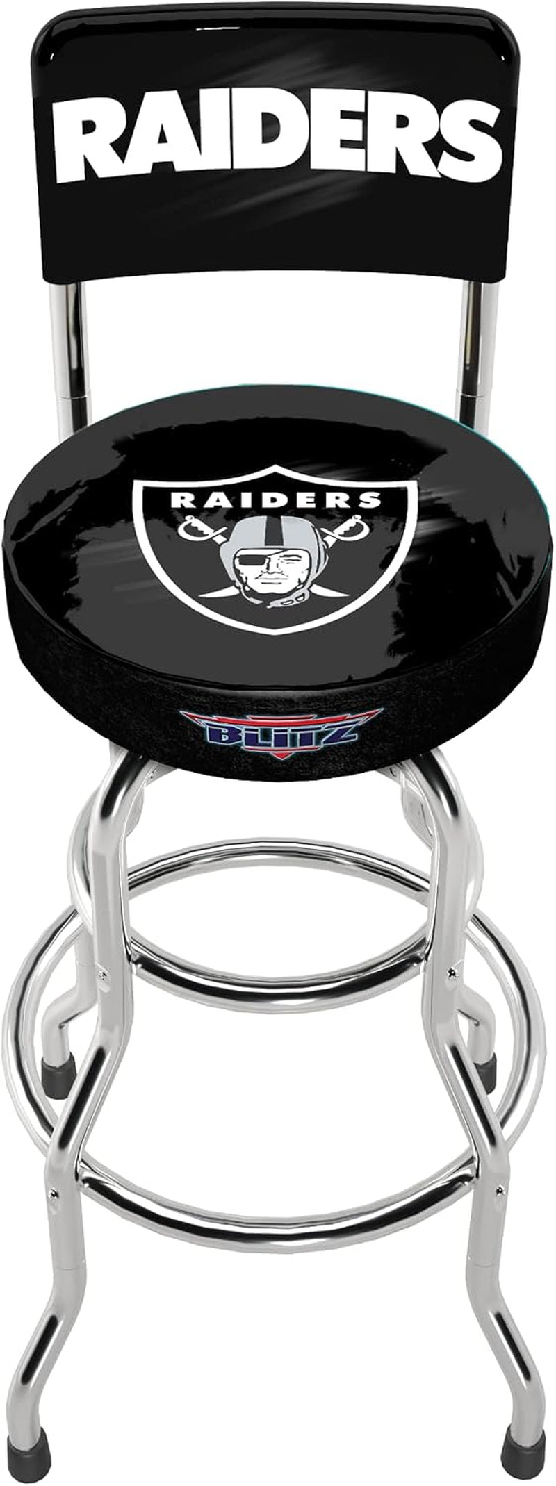 ARCADE1UP NFL Blitz High Back Stool with Adjustable Height and Swiveling Padded Seat (Las Vegas Raiders)