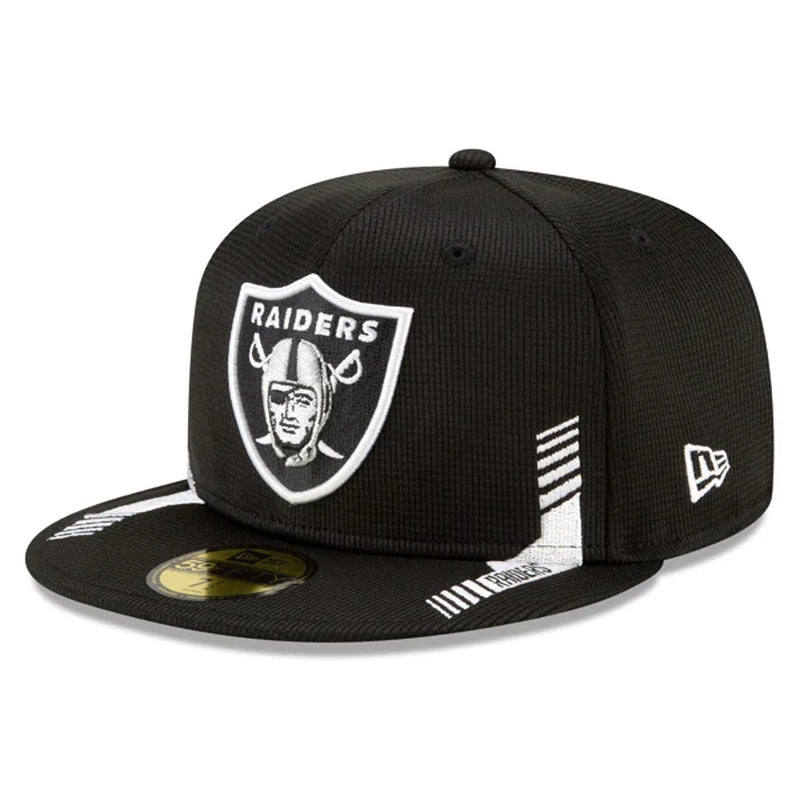 Las Vegas Raiders  2021 NFL Official Sideline HOME 59Fifty Fitted Hat - Black/Silver